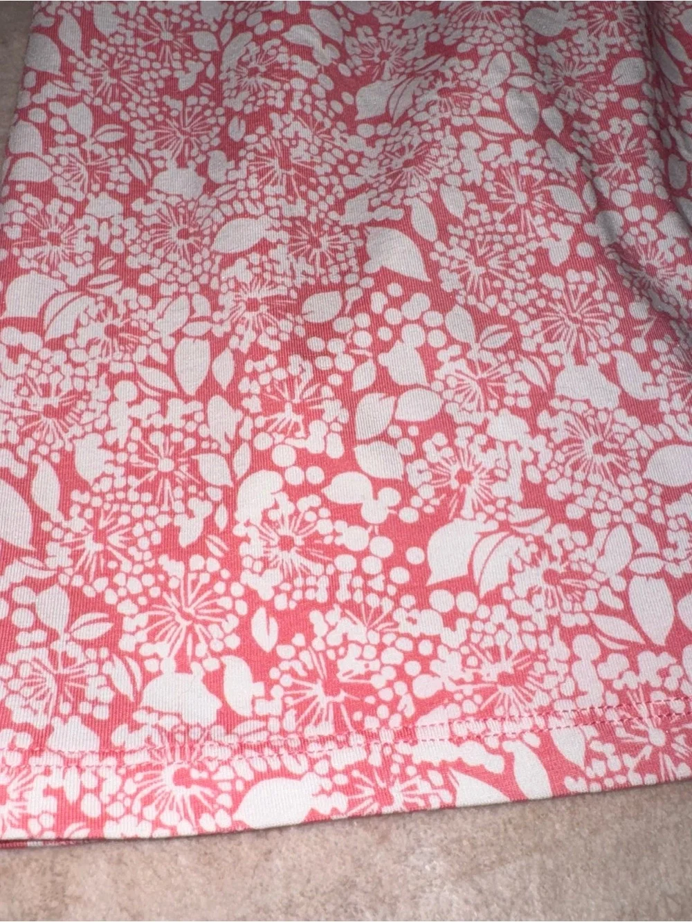 Lands' End Pink and White Floral-Print Midi Dress